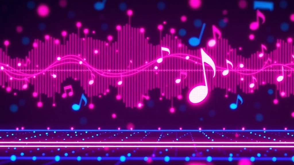 AI music generation waveform with headphones
