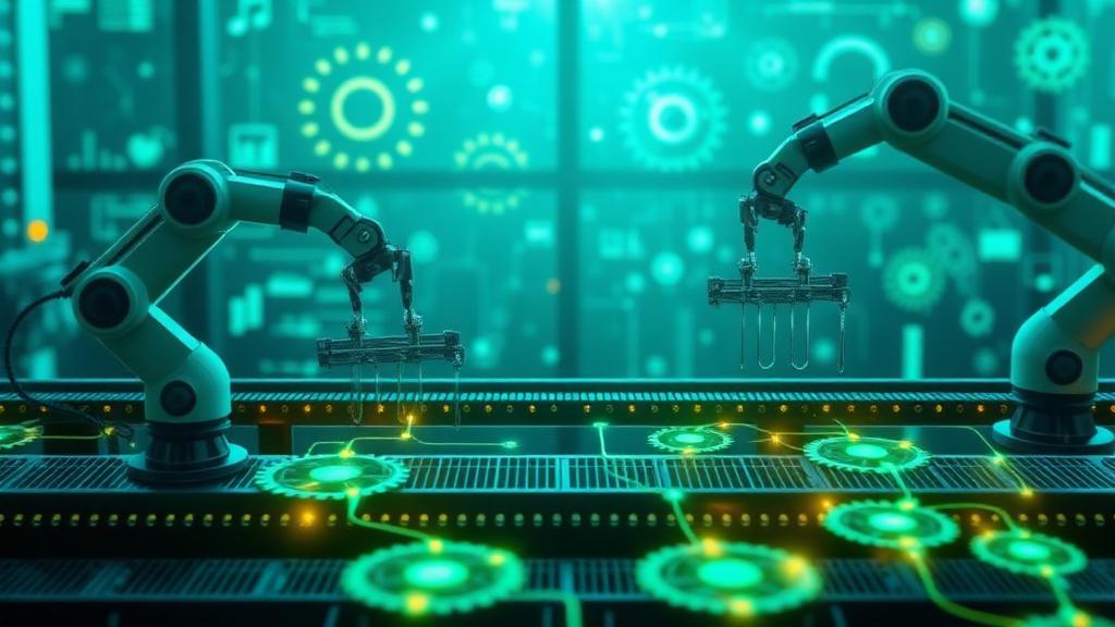 Automated business workflow with AI automation icons