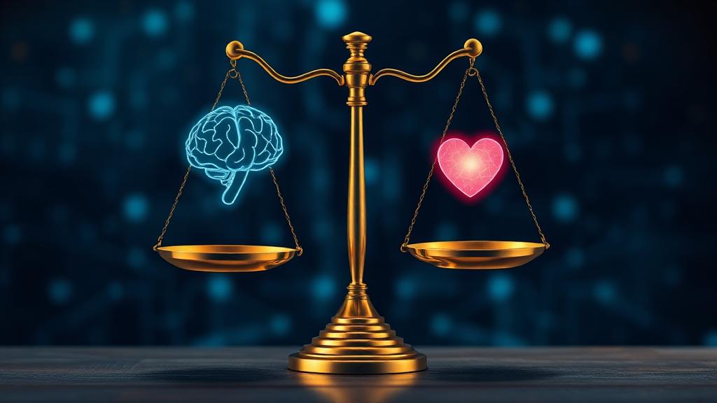 AI ethics concept with scales of justice and circuitry