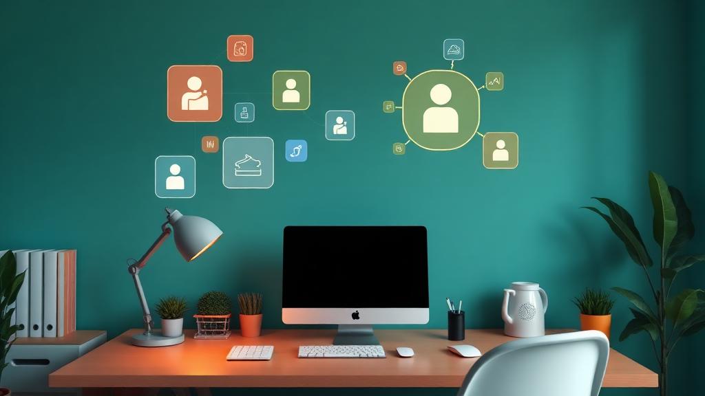 Remote work desk with AI productivity tools